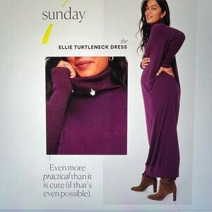 Hatch Ellie Turtleneck Dress in Eggplant